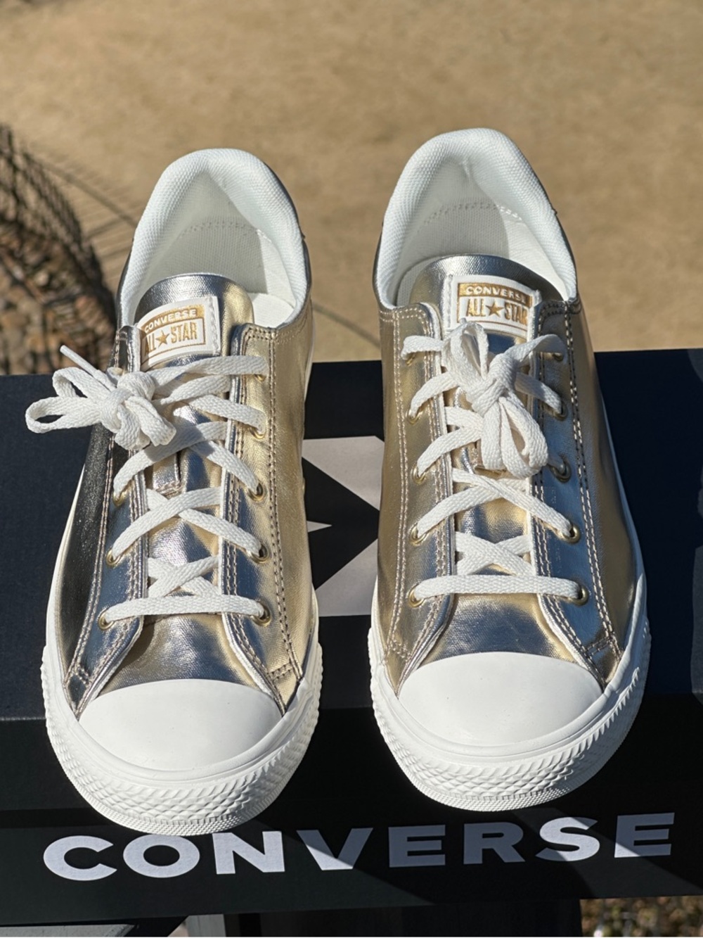 Converse CTAS Ox Metallic Gold Casual Everyday Sneaker Womens 7 | 7.5 | 9.5 NEW - Picture 5 of 10